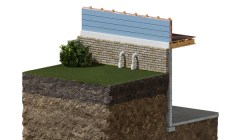 3D cutout of freezeguard installed on home with basement
